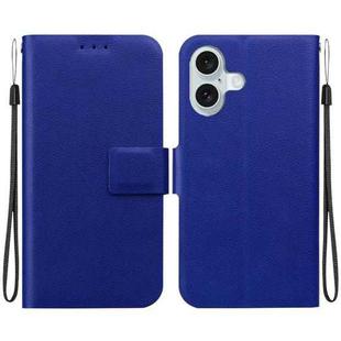 For iPhone 16 Plus Ultra-thin Voltage Magnetic Buckle Leather Phone Case(Blue)