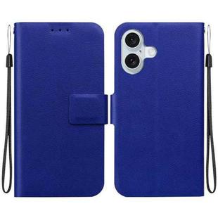 For iPhone 16 Ultra-thin Voltage Magnetic Buckle Leather Phone Case(Blue)