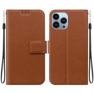 For iPhone 15 Pro Max Ultra-thin Voltage Magnetic Buckle Leather Phone Case(Brown)