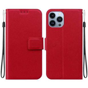 For iPhone 15 Pro Max Ultra-thin Voltage Magnetic Buckle Leather Phone Case(Red)