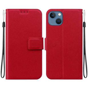 For iPhone 14 Plus Ultra-thin Voltage Magnetic Buckle Leather Phone Case(Red)