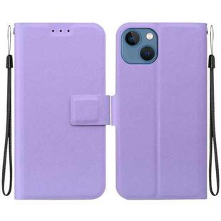 For iPhone 14 Plus Ultra-thin Voltage Magnetic Buckle Leather Phone Case(Purple)