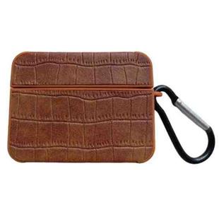 For AirPods Pro Crocodile Pattern Square Leather Earphone Case(Brown)