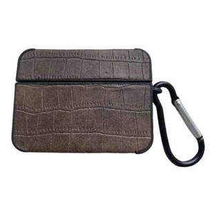 For AirPods Pro 2 Crocodile Pattern Square Leather Earphone Case(Coffee)