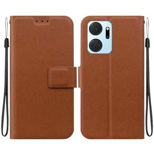 For Honor X7a Ultra-thin Voltage Magnetic Buckle Leather Phone Case(Brown)