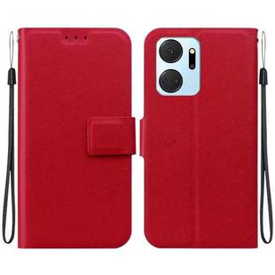 For Honor X7a Ultra-thin Voltage Magnetic Buckle Leather Phone Case(Red)