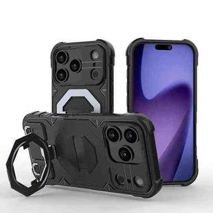 For iPhone 17 Pro Max Camera Shield Armor MagSafe Holder Phone Case with Strap(Black)