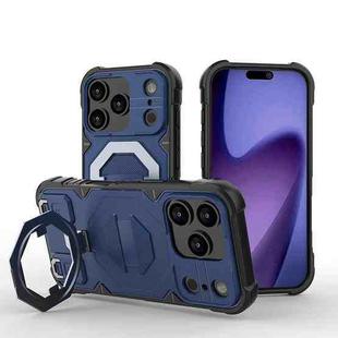 For iPhone 17 Pro Max Camera Shield Armor MagSafe Holder Phone Case with Strap(Sapphire Blue)