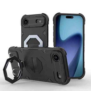 For iPhone 17 Air Camera Shield Armor MagSafe Holder Phone Case with Strap(Black)
