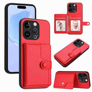 For iPhone 14 Pro Button Card Bag RFID Anti-theft Phone Case(Red)