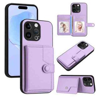 For iPhone 13 Pro Button Card Bag RFID Anti-theft Phone Case(Purple)