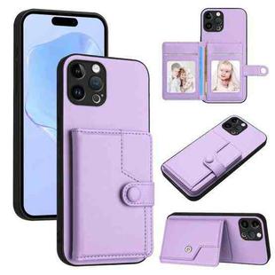 For iPhone 12 Pro Button Card Bag RFID Anti-theft Phone Case(Purple)