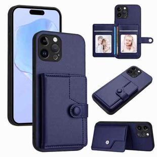 For iPhone 12 Pro Max Button Card Bag RFID Anti-theft Phone Case(Blue)