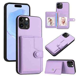 For iPhone 11 Pro Button Card Bag RFID Anti-theft Phone Case(Purple)