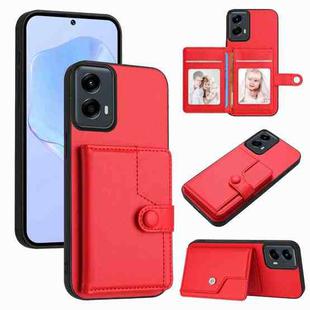 For Motorola Moto G 5G 2024 Button Card Bag RFID Anti-theft Phone Case(Red)