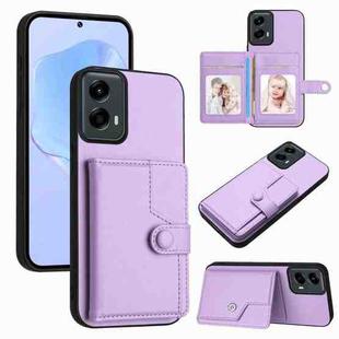 For Motorola Moto G 5G 2024 Button Card Bag RFID Anti-theft Phone Case(Purple)