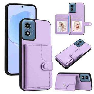 For Motorola Moto G Play 4G 2024 Button Card Bag RFID Anti-theft Phone Case(Purple)