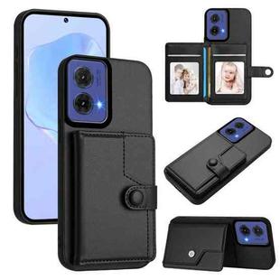 For Motorola Moto G85 EU Version Button Card Bag RFID Anti-theft Phone Case(Black)