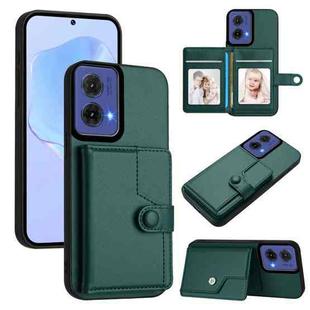 For Motorola Moto G85 EU Version Button Card Bag RFID Anti-theft Phone Case(Green)