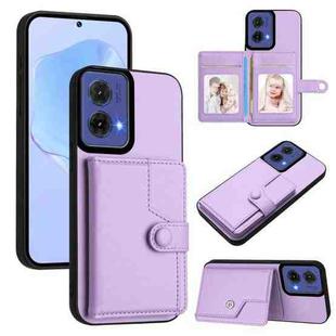 For Motorola Moto G85 EU Version Button Card Bag RFID Anti-theft Phone Case(Purple)