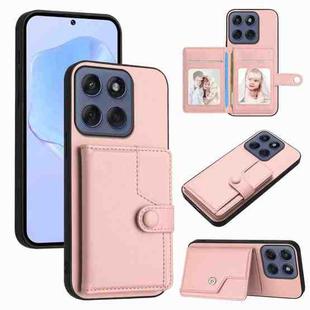 For Motorola Edge 60 Fusion / Edge 60 Button Card Bag RFID Anti-theft Phone Case(Pink)