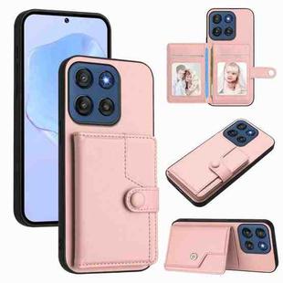 For Motorola Edge 60 Stylus 5G Button Card Bag RFID Anti-theft Phone Case(Pink)