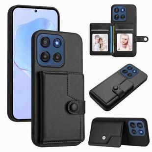 For Motorola Edge 60 Stylus 5G Button Card Bag RFID Anti-theft Phone Case(Black)