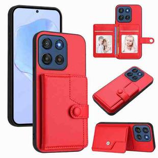 For Motorola Edge 60 Stylus 5G Button Card Bag RFID Anti-theft Phone Case(Red)