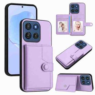 For Motorola Edge 60 Stylus 5G Button Card Bag RFID Anti-theft Phone Case(Purple)