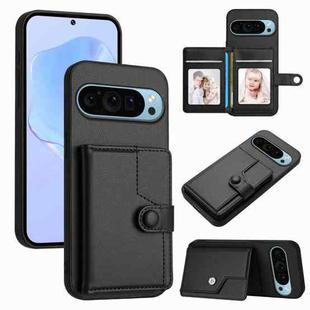 For Google Pixel 9 Button Card Bag RFID Anti-theft Phone Case(Black)