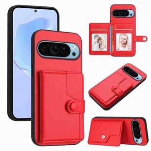 For Google Pixel 9 Button Card Bag RFID Anti-theft Phone Case(Red)