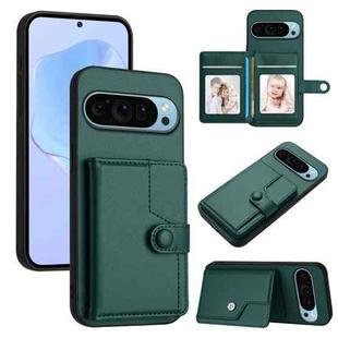 For Google Pixel 9 Button Card Bag RFID Anti-theft Phone Case(Green)