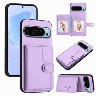 For Google Pixel 9 Pro Button Card Bag RFID Anti-theft Phone Case(Purple)