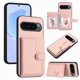 For Google Pixel 10 Pro XL Button Card Bag RFID Anti-theft Phone Case(Pink)