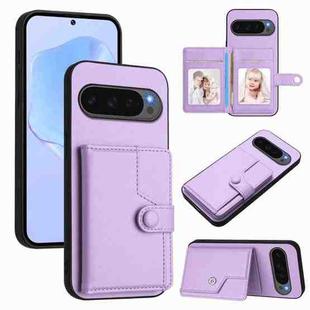 For Google Pixel 10 Pro XL Button Card Bag RFID Anti-theft Phone Case(Purple)