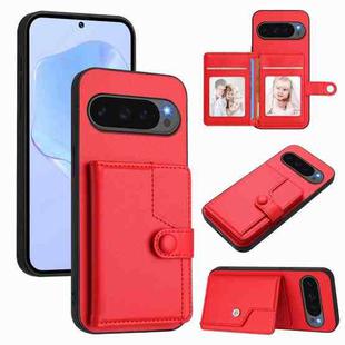 For Google Pixel 10 / 10 Pro Button Card Bag RFID Anti-theft Phone Case(Red)