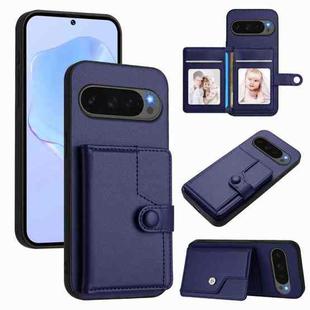 For Google Pixel 10 / 10 Pro Button Card Bag RFID Anti-theft Phone Case(Blue)