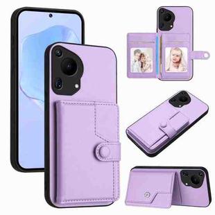 For Huawei Pura 70 Ultra Button Card Bag RFID Anti-theft Phone Case(Purple)