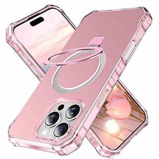 For iPhone 16 Pro Max Solid Color Wave MagSafe Holder Phone Case(Pink)