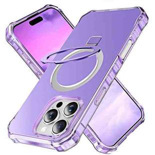 For iPhone 16 Pro Max Solid Color Wave MagSafe Holder Phone Case(Purple)