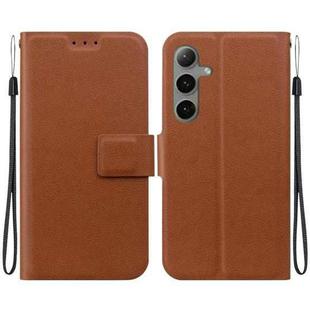 For Samsung Galaxy S25+ 5G Ultra-thin Voltage Magnetic Buckle Leather Phone Case(Brown)