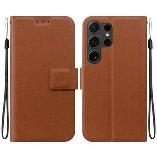 For Samsung Galaxy S24 Ultra 5G Ultra-thin Voltage Magnetic Buckle Leather Phone Case(Brown)