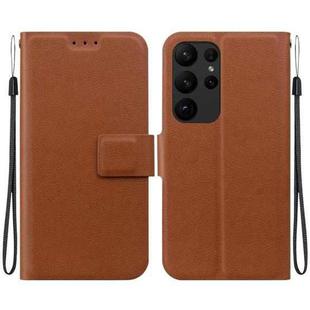 For Samsung Galaxy S23 Ultra 5G Ultra-thin Voltage Magnetic Buckle Leather Phone Case(Brown)