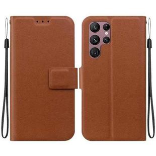 For Samsung Galaxy S22+ 5G Ultra-thin Voltage Magnetic Buckle Leather Phone Case(Brown)