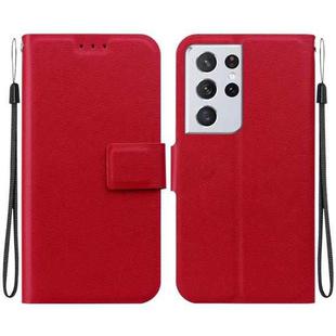 For Samsung Galaxy S21 Ultra 5G Ultra-thin Voltage Magnetic Buckle Leather Phone Case(Red)