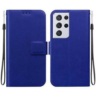 For Samsung Galaxy S21 Ultra 5G Ultra-thin Voltage Magnetic Buckle Leather Phone Case(Blue)