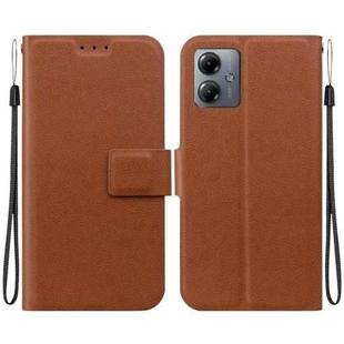 For Motorola Moto G14 Ultra-thin Voltage Magnetic Buckle Leather Phone Case(Brown)