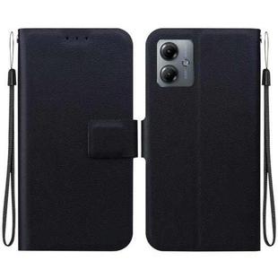 For Motorola Moto G14 Ultra-thin Voltage Magnetic Buckle Leather Phone Case(Black)