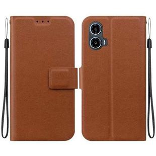 For Motorola Moto G34 Ultra-thin Voltage Magnetic Buckle Leather Phone Case(Brown)