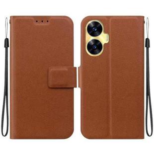 For Realme C55 / Narzo N55 Ultra-thin Voltage Magnetic Buckle Leather Phone Case(Brown)